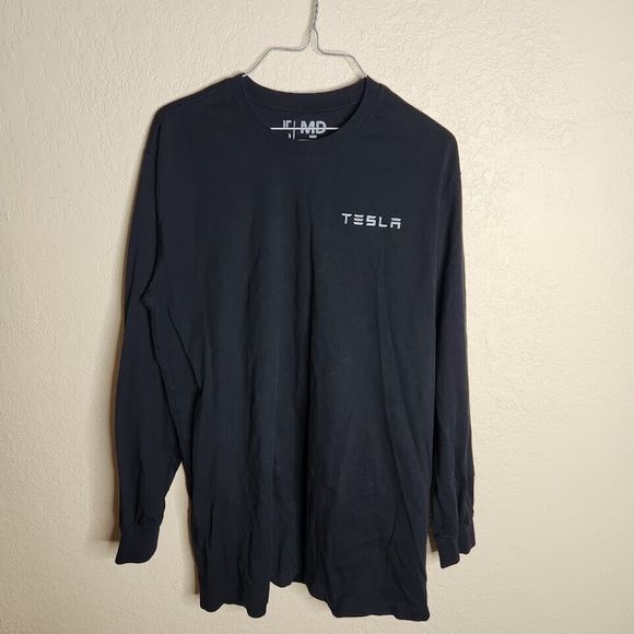 T-shirt homme TESLA en polyester noir avec col, taille L